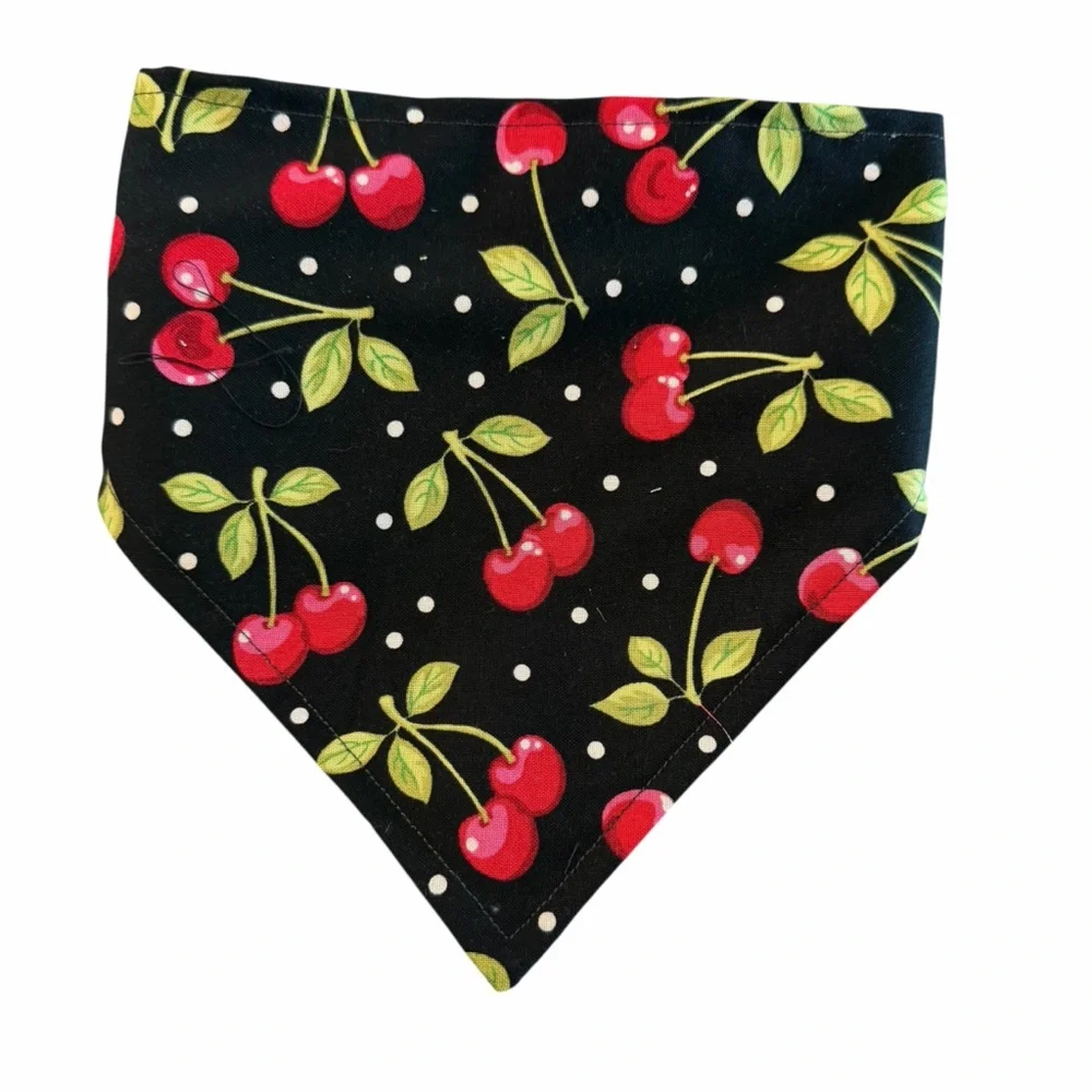 Stylish Black Cherry Print Dog Bandana Collar